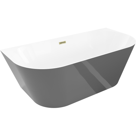 Mexen Oval Slim wanna wolnostojąca przyścienna 170 x 80 cm, biała/szara, przelew złoty - 52661708062-50