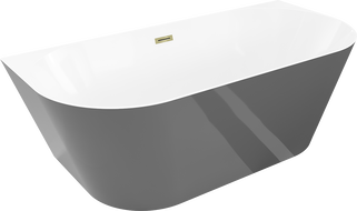 Mexen Oval Slim wanna wolnostojąca przyścienna 170 x 80 cm, biała/szara, przelew złoty - 52661708062-50
