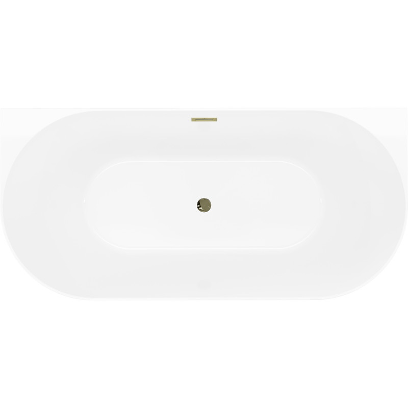 Mexen Oval Slim wanna wolnostojąca przyścienna 170 x 80 cm, biała/szara, przelew złoty - 52661708062-50