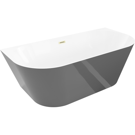 Mexen Oval Slim wanna wolnostojąca przyścienna 170 x 80 cm, biała/szara, przelew złoty szczotkowany - 52661708062-55
