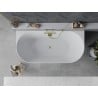 Mexen Oval Slim wanna wolnostojąca przyścienna 170 x 80 cm, biała/szara, przelew złoty szczotkowany - 52661708062-55