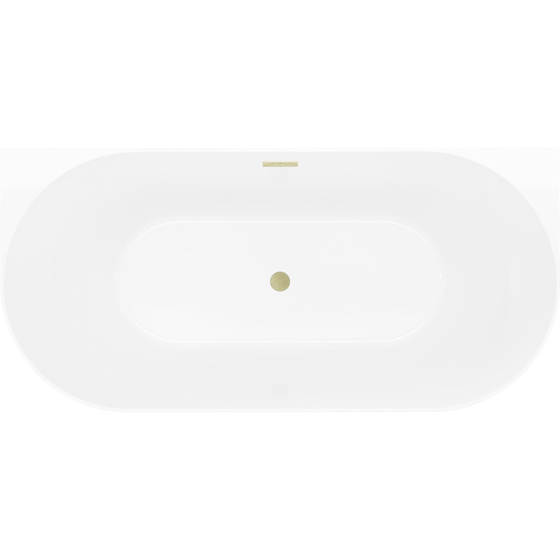Mexen Oval Slim wanna wolnostojąca przyścienna 170 x 80 cm, biała/szara, przelew złoty szczotkowany - 52661708062-55