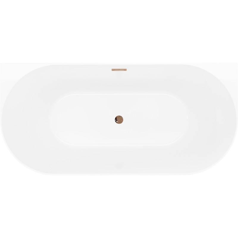 Mexen Oval Slim wanna wolnostojąca przyścienna 170 x 80 cm, biała/szara, przelew różowe złoto - 52661708062-60