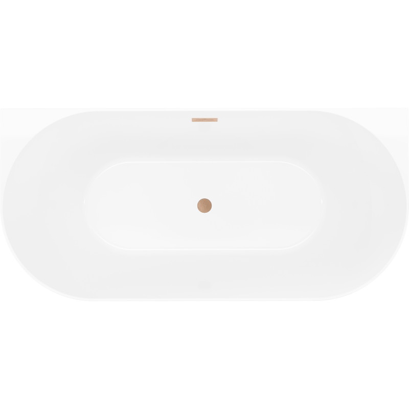 Mexen Oval Slim wanna wolnostojąca przyścienna 170 x 80 cm, biała/szara, przelew miedź szczotkowana - 52661708062-65