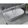 Mexen Oval Slim wanna wolnostojąca przyścienna 170 x 80 cm, biała/szara, przelew gun gray szczotkowany - 52661708062-66