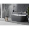 Mexen Oval Slim wanna wolnostojąca przyścienna 170 x 80 cm, biała/szara, przelew gun gray szczotkowany - 52661708062-66