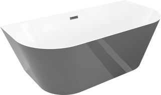 Mexen Oval Slim wanna wolnostojąca przyścienna 170 x 80 cm, biała/szara, przelew czarny - 52661708062-70