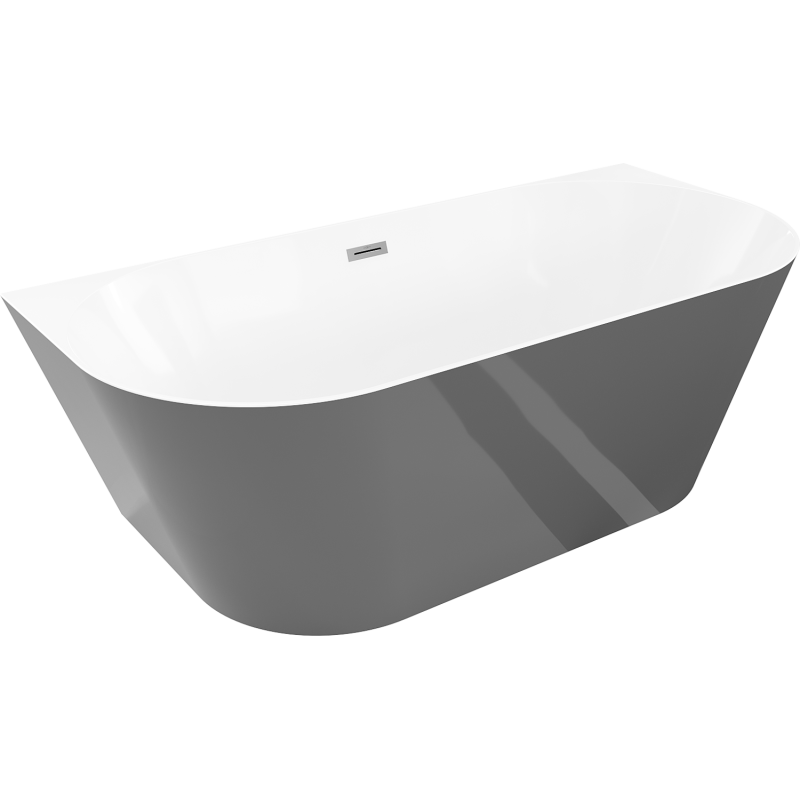 Mexen Oval Slim wanna wolnostojąca przyścienna 170 x 80 cm, biała/szara, przelew gun metal - 52661708062-95