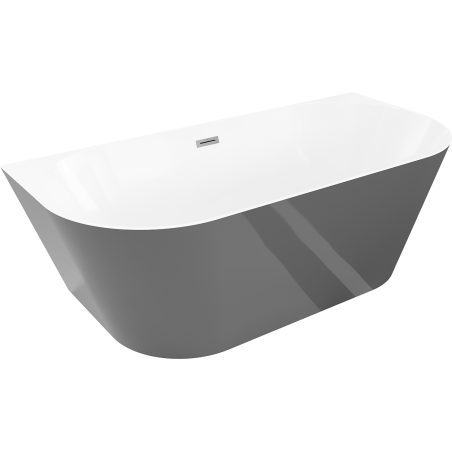 Mexen Oval Slim wanna wolnostojąca przyścienna 170 x 80 cm, biała/szara, przelew gun metal - 52661708062-95