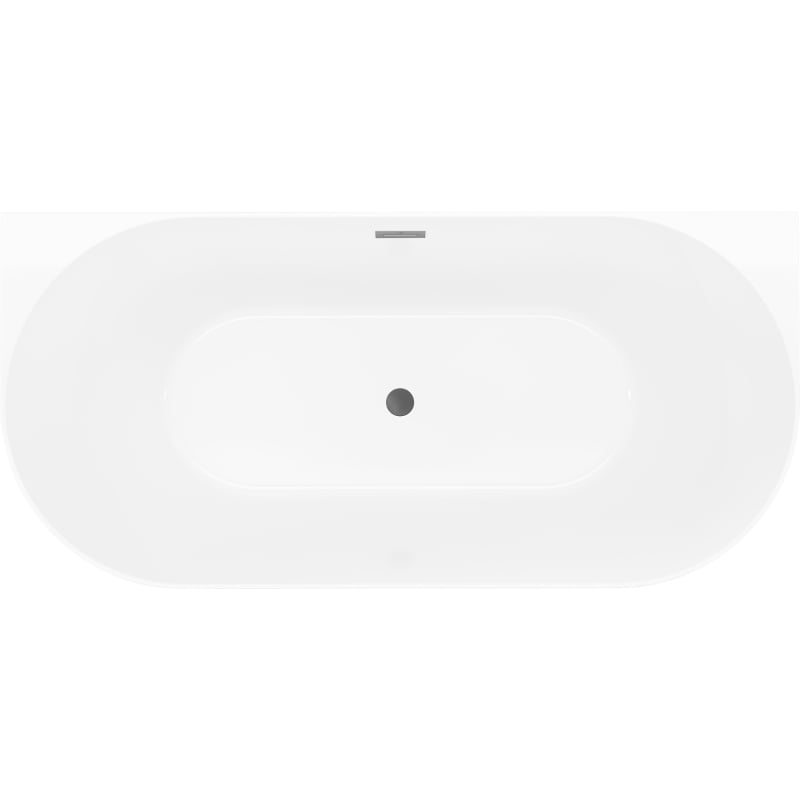 Mexen Oval Slim wanna wolnostojąca przyścienna 170 x 80 cm, biała/szara, przelew gun metal - 52661708062-95