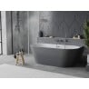 Mexen Oval Slim wanna wolnostojąca przyścienna 170 x 80 cm, biała/szara, przelew gun metal - 52661708062-95