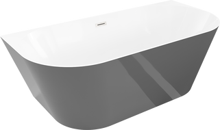 Mexen Oval Slim wanna wolnostojąca przyścienna 170 x 80 cm, biała/szara, przelew nikiel szczotkowany - 52661708062-97