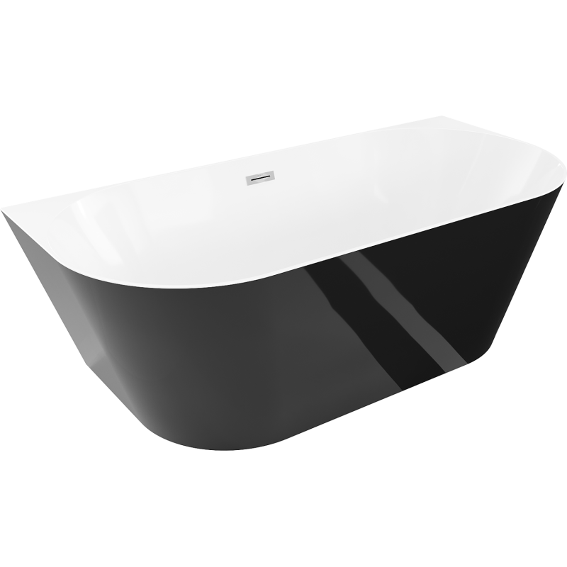 Mexen Oval Slim wanna wolnostojąca przyścienna 170 x 80 cm, biała/czarna, przelew chrom - 52661708075-01