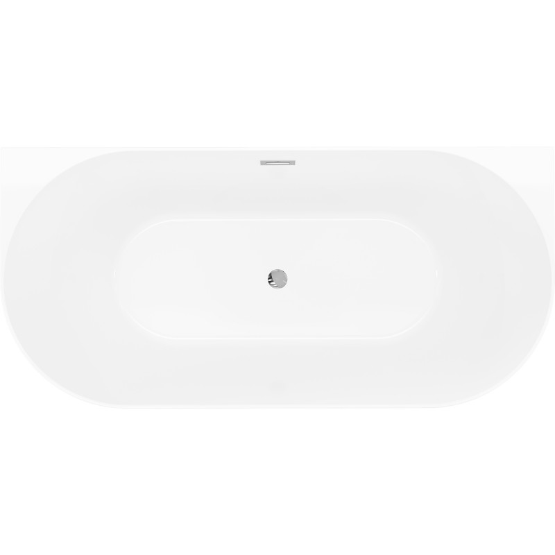 Mexen Oval Slim wanna wolnostojąca przyścienna 170 x 80 cm, biała/czarna, przelew chrom - 52661708075-01