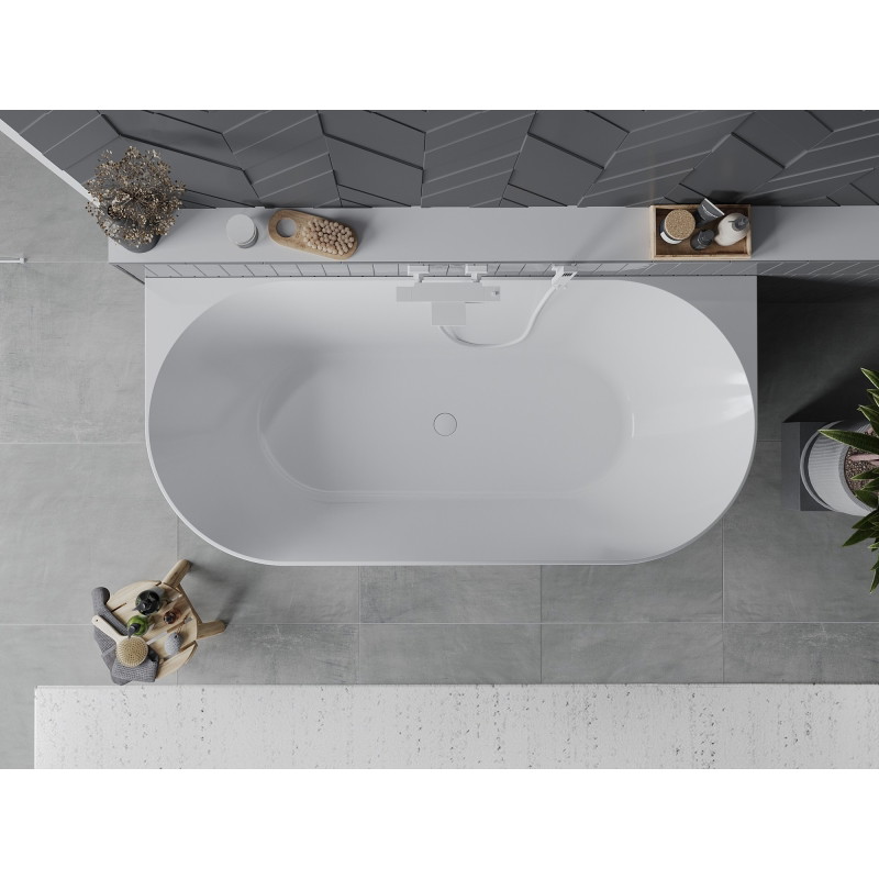 Mexen Oval Slim wanna wolnostojąca przyścienna 170 x 80 cm, biała/czarna, przelew biały - 52661708075-20