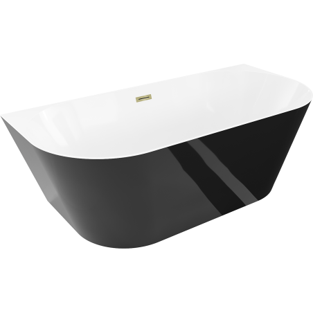 Mexen Oval Slim wanna wolnostojąca przyścienna 170 x 80 cm, biała/czarna, przelew złoty - 52661708075-50