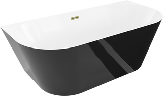 Mexen Oval Slim wanna wolnostojąca przyścienna 170 x 80 cm, biała/czarna, przelew złoty - 52661708075-50