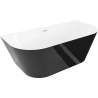 Mexen Oval Slim wanna wolnostojąca przyścienna 170 x 80 cm, biała/czarna, przelew złoty szczotkowany - 52661708075-55
