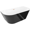 Mexen Oval Slim wanna wolnostojąca przyścienna 170 x 80 cm, biała/czarna, przelew miedź szczotkowana - 52661708075-65