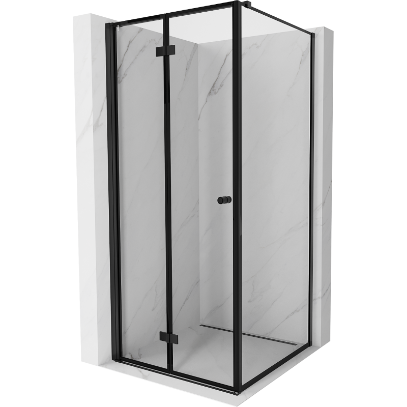 Mexen Mist-F kabina prysznicowa składana lewa 90 x 90 cm, czarna ramka, czarna - 8A6T-090-090-70-70-L