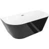 Mexen Oval Slim wanna wolnostojąca przyścienna 170 x 80 cm, biała/czarna, przelew gun gray szczotkowany - 52661708075-66