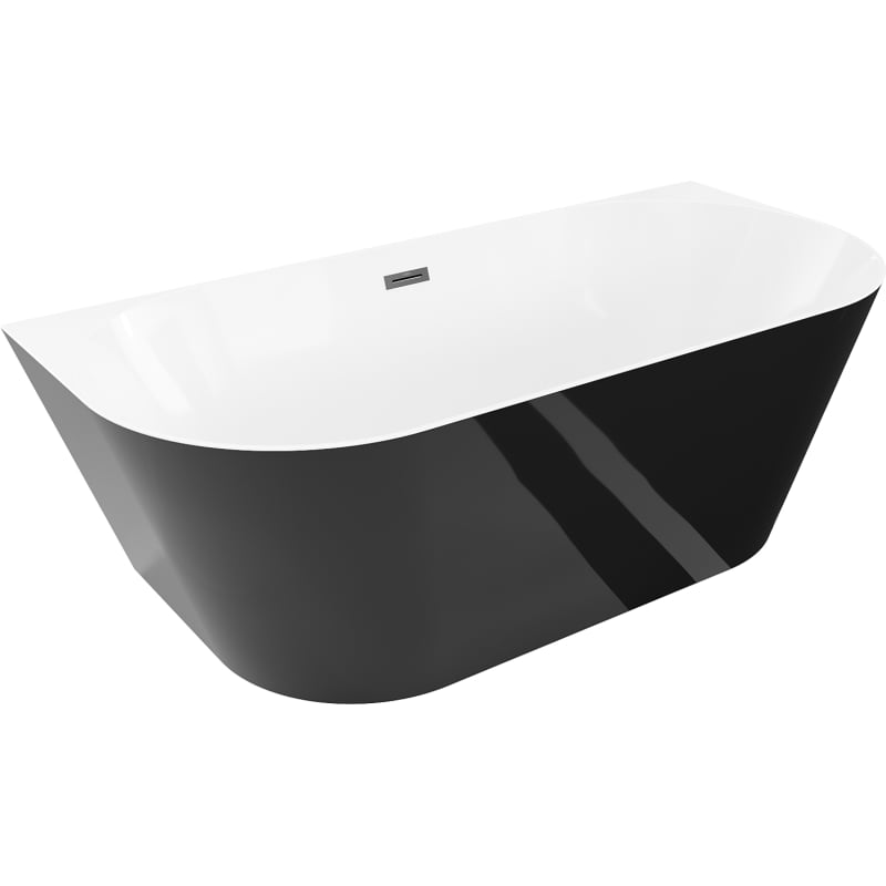 Mexen Oval Slim wanna wolnostojąca przyścienna 170 x 80 cm, biała/czarna, przelew czarny - 52661708075-70