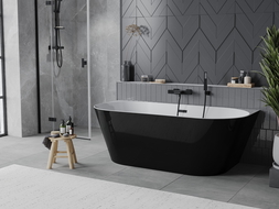 Mexen Oval Slim wanna wolnostojąca przyścienna 170 x 80 cm, biała/czarna, przelew czarny - 526817MEX--52661708075-70-70
