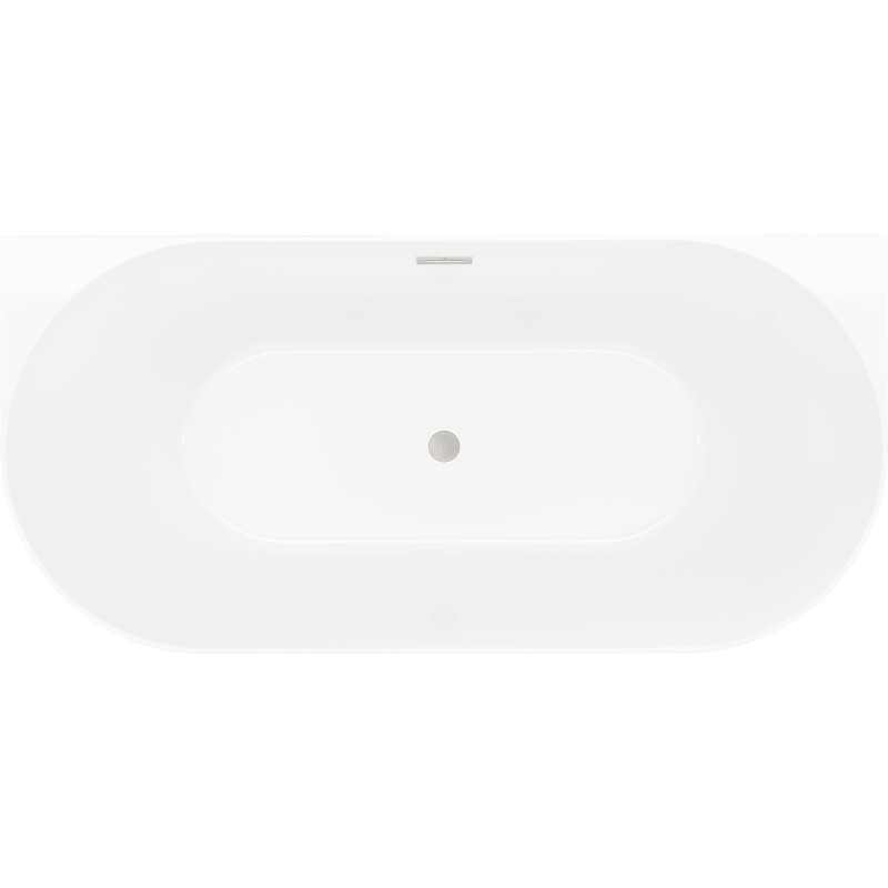 Mexen Oval Slim wanna wolnostojąca przyścienna 170 x 80 cm, biała/czarna, przelew nikiel szczotkowany - 52661708075-97