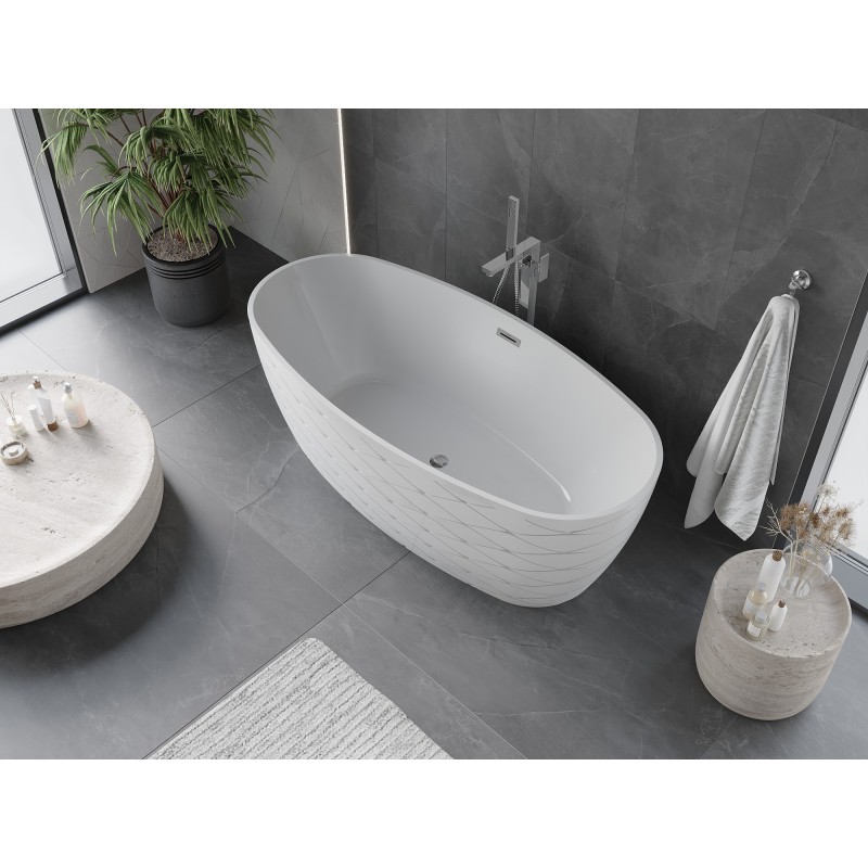 Mexen Olea wanna wolnostojąca wzór 170 x 80 cm, biała, przelew chrom - 52821708000-01