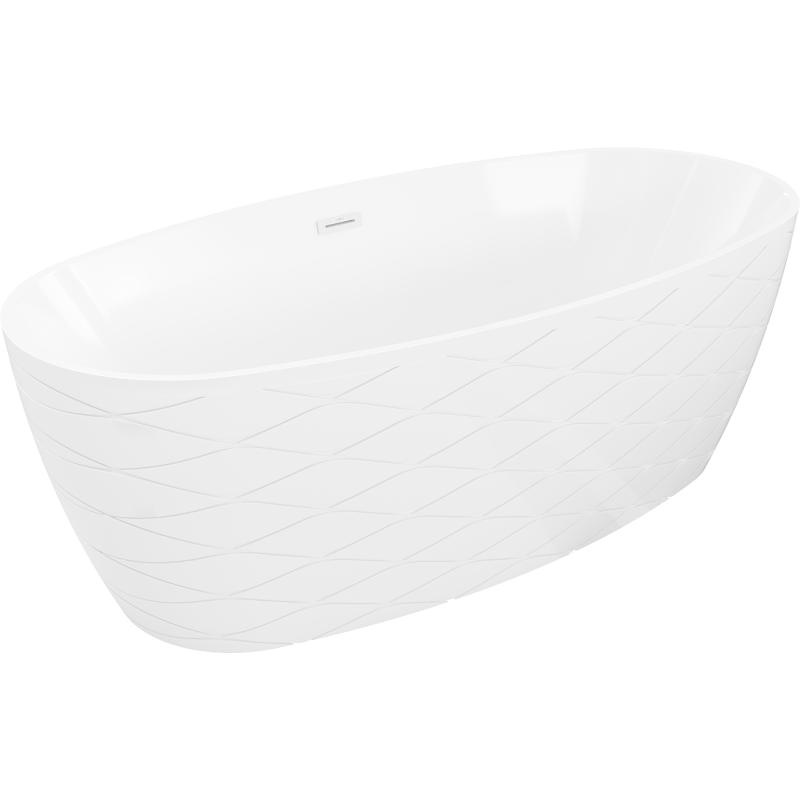 Mexen Olea wanna wolnostojąca wzór 170 x 80 cm, biała, przelew biały - 52821708000-20