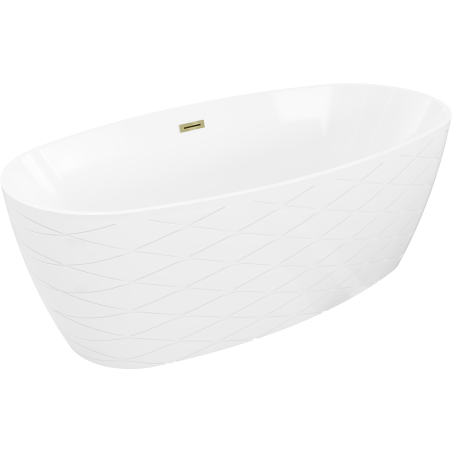 Mexen Olea wanna wolnostojąca wzór 170 x 80 cm, biała, przelew złoty - 52821708000-50