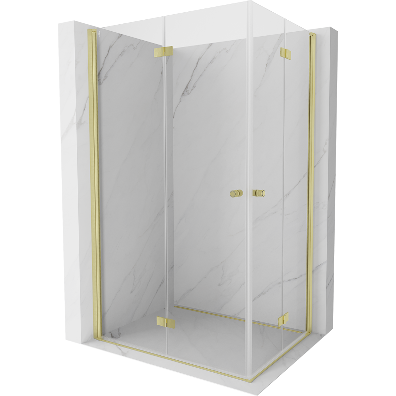 Mexen Mist-F Duo kabina prysznicowa składana lewa 100 x 95 cm, transparent, złota szczotkowana - 8A6-100L-095P-55-00