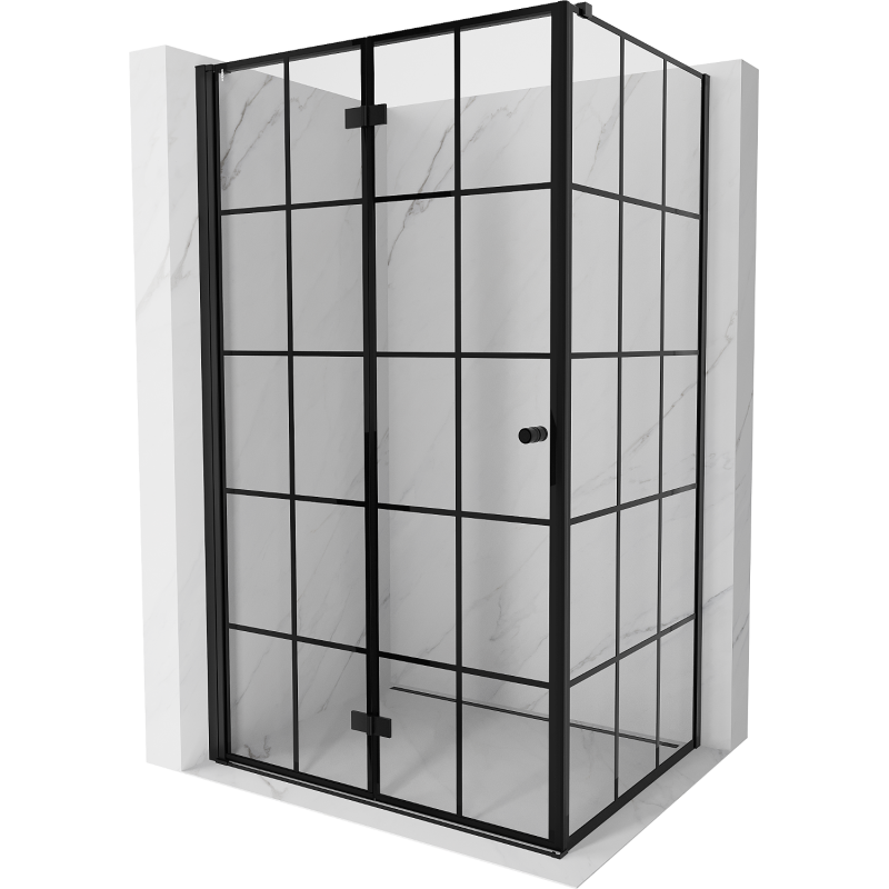 Mexen Mist-F kabina prysznicowa składana lewa 85 x 80 cm, czarna kratka, czarna - 8A6T-085-080-70-77-L
