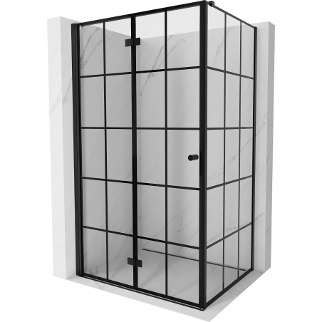 Mexen Mist-F kabina prysznicowa składana lewa 85 x 80 cm, czarna kratka, czarna - 8A6T-085-080-70-77-L