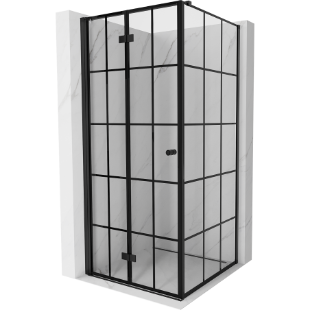 Mexen Mist-F kabina prysznicowa składana lewa 95 x 95 cm, czarna kratka, czarna - 8A6T-095-095-70-77-L