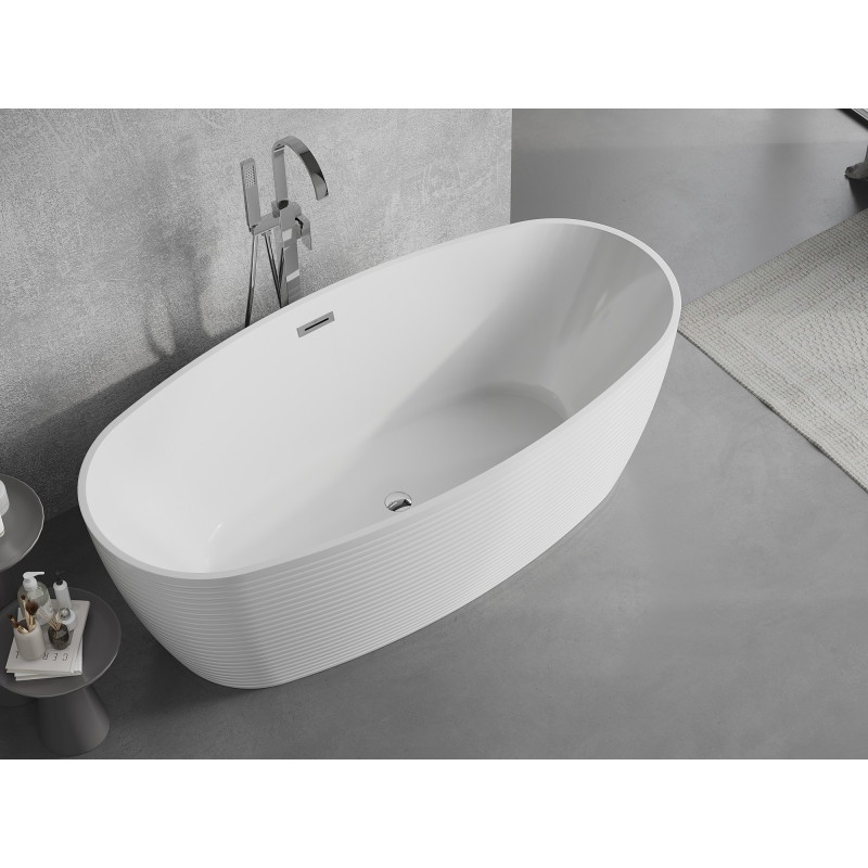 Mexen Lira wanna wolnostojąca wzór 170 x 80 cm, biała, przelew chrom - 52831708000-01