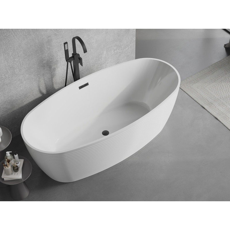 Mexen Lira wanna wolnostojąca wzór 170 x 80 cm, biała, przelew czarny - 52831708000-70