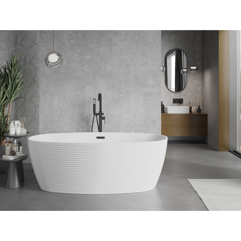 Mexen Lira wanna wolnostojąca wzór 170 x 80 cm, biała, przelew czarny - 52831708000-70