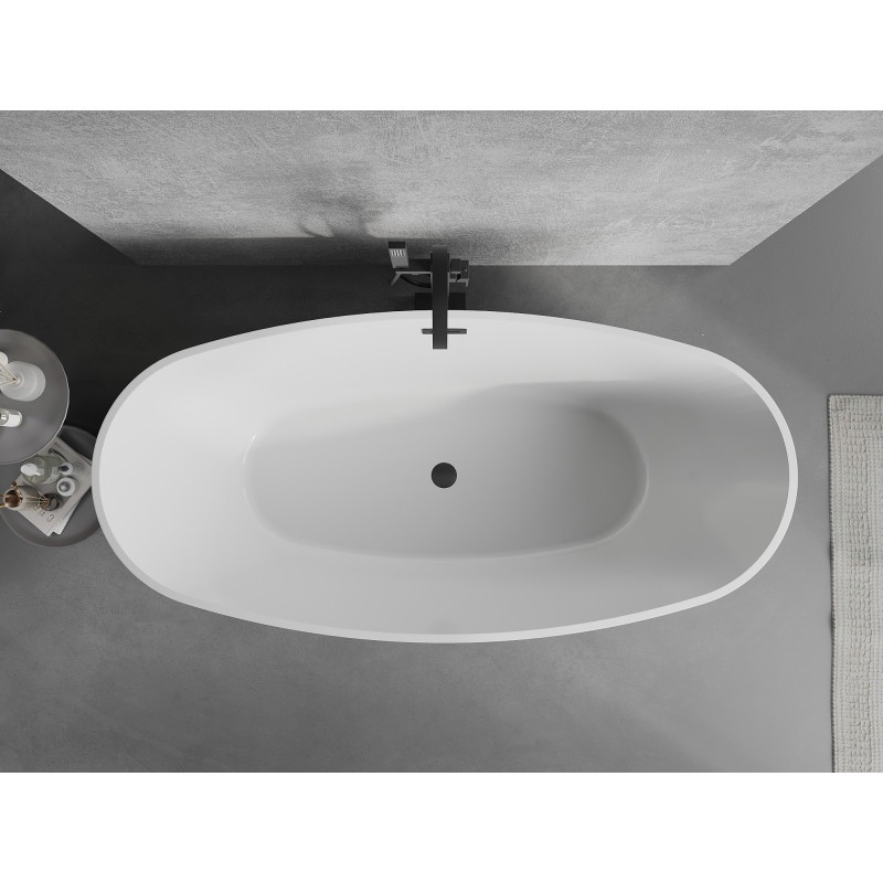 Mexen Lira wanna wolnostojąca wzór 170 x 80 cm, biała, przelew czarny - 52831708000-70