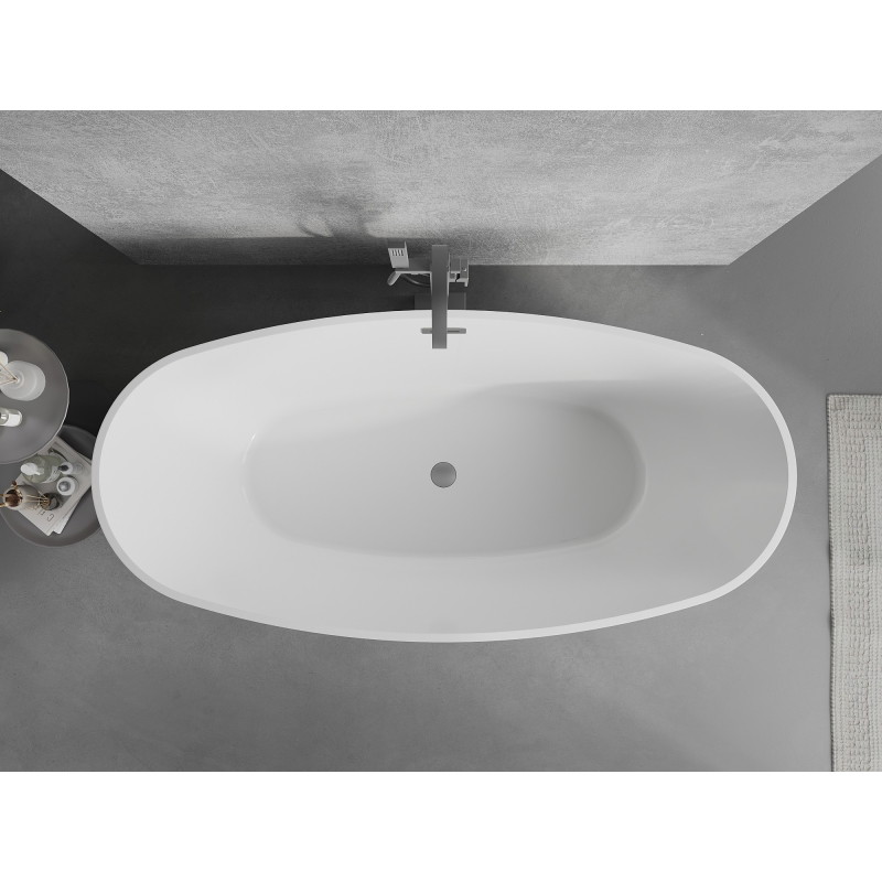 Mexen Lira wanna wolnostojąca wzór 170 x 80 cm, biała, przelew gun metal - 52831708000-95
