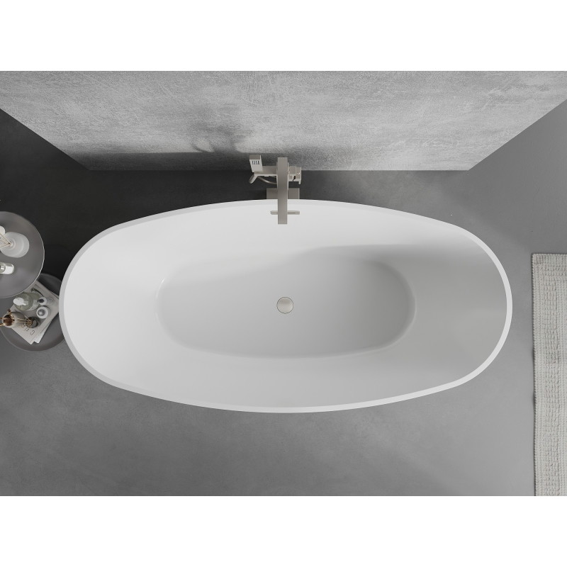 Mexen Lira wanna wolnostojąca wzór 170 x 80 cm, biała, przelew nikiel szczotkowany - 52831708000-97