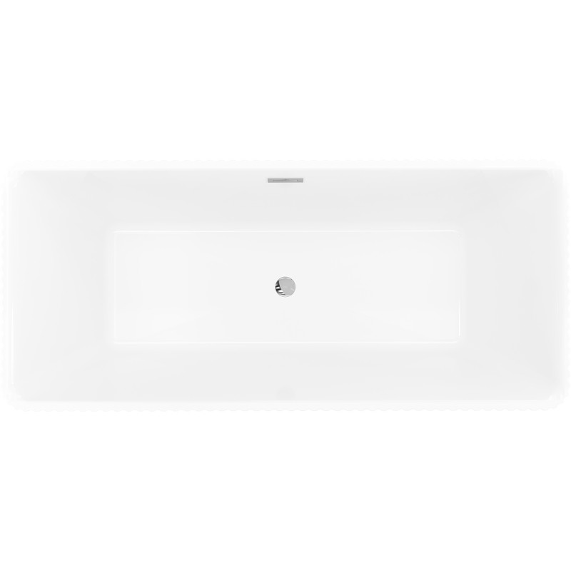 Mexen Nila wanna wolnostojąca ryflowana 170 x 75 cm, biała/czarna, przelew chrom - 52841708075-01