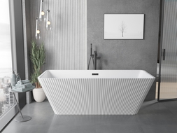 Mexen Tava wanna wolnostojąca ryflowana 170 x 75 cm, biała, przelew czarny - 52851707500-70