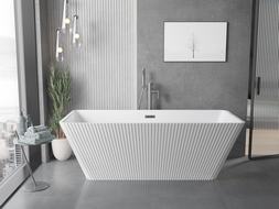 Mexen Tava wanna wolnostojąca ryflowana 170 x 75 cm, biała, przelew gun metal - 52851707500-95
