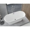 Mexen Yara wanna wolnostojąca ryflowana 170 x 75 cm, biała, przelew gun metal - 52861707500-95
