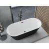 Mexen Yara wanna wolnostojąca ryflowana 170 x 75 cm, biała/czarna, przelew czarny - 52861707575-70