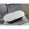 Mexen Yara wanna wolnostojąca ryflowana 170 x 75 cm, biała/czarna, przelew gun metal - 52861707575-95