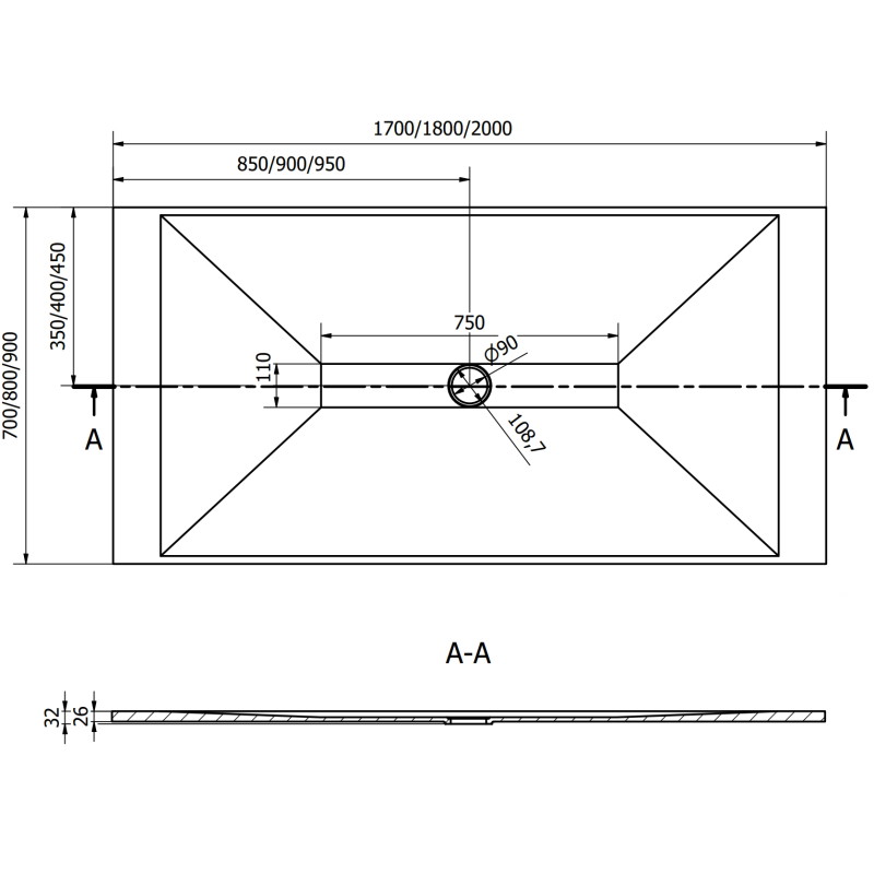 Mexen Toro brodzik prostokątny SMC 170 x 70 cm, biały - 43107017