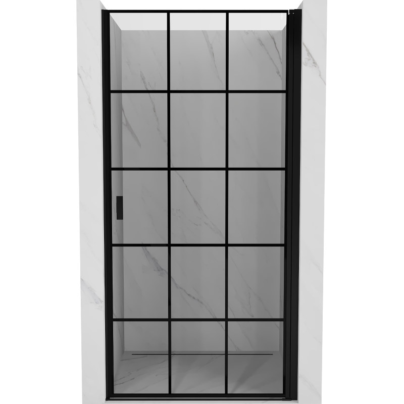 Mexen Mist-B drzwi prysznicowe uchylne prawe 80 cm, czarna kratka, czarne - 8A2-080-000-70-77-P