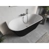 Mexen Oris wanna wolnostojąca przyścienna ryflowana 150 x 75 cm, biała/czarna, przelew gun metal - 52871507575-95